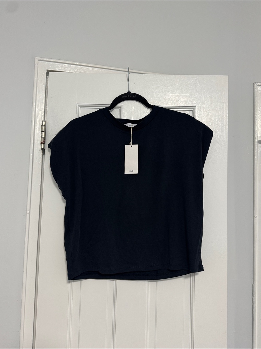 Mango Black Boxy Short Sleeve Tee